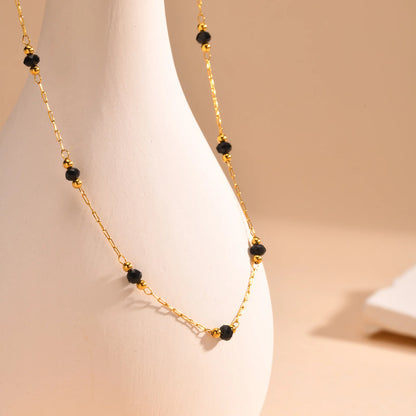 Stainless Steel Chain Beads Necklace 18K Yellow Gold Plated for Women Girls Gift Wholesale Jewelry