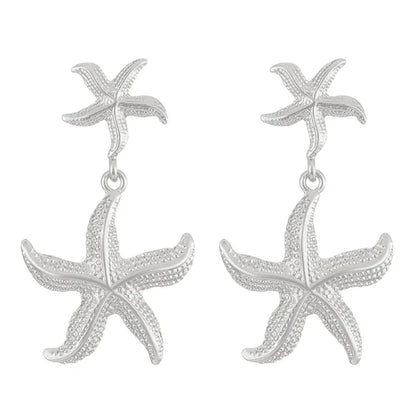 Beach Wind Double Layered Starfish Earrings and Conch Earrings Summer Vacation Versatile for Women'S Earrings Wholesale