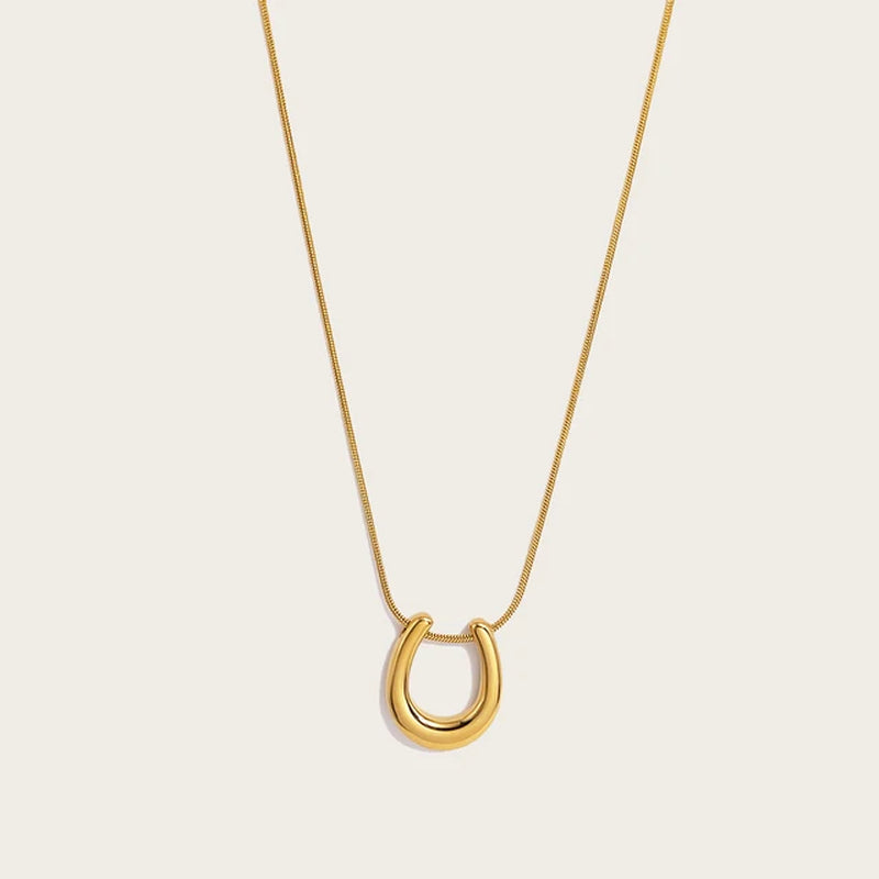 YACHAN New in U-Shaped Stainless Steel Pendant Necklace for Women 18K Gold Plated Waterproof Snake Chains Trendy Jewelry