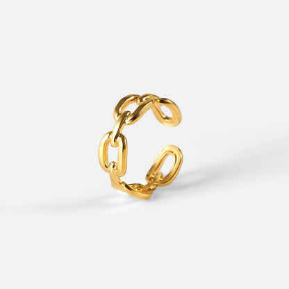 Wholesale Twisted Link Chain Open Rings Stainless Steel Jewelry 18K Gold Plated Adjustable Finger Rings for Women Party Gift