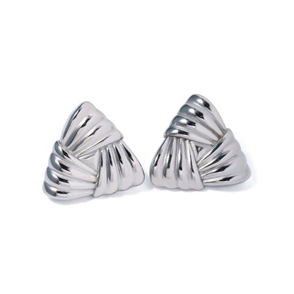 Uworld Geometric Texture Triangle Metal Earrings Stainless Steel High Quality Waterproof Fashion Trendy Ladies Valentine Gift