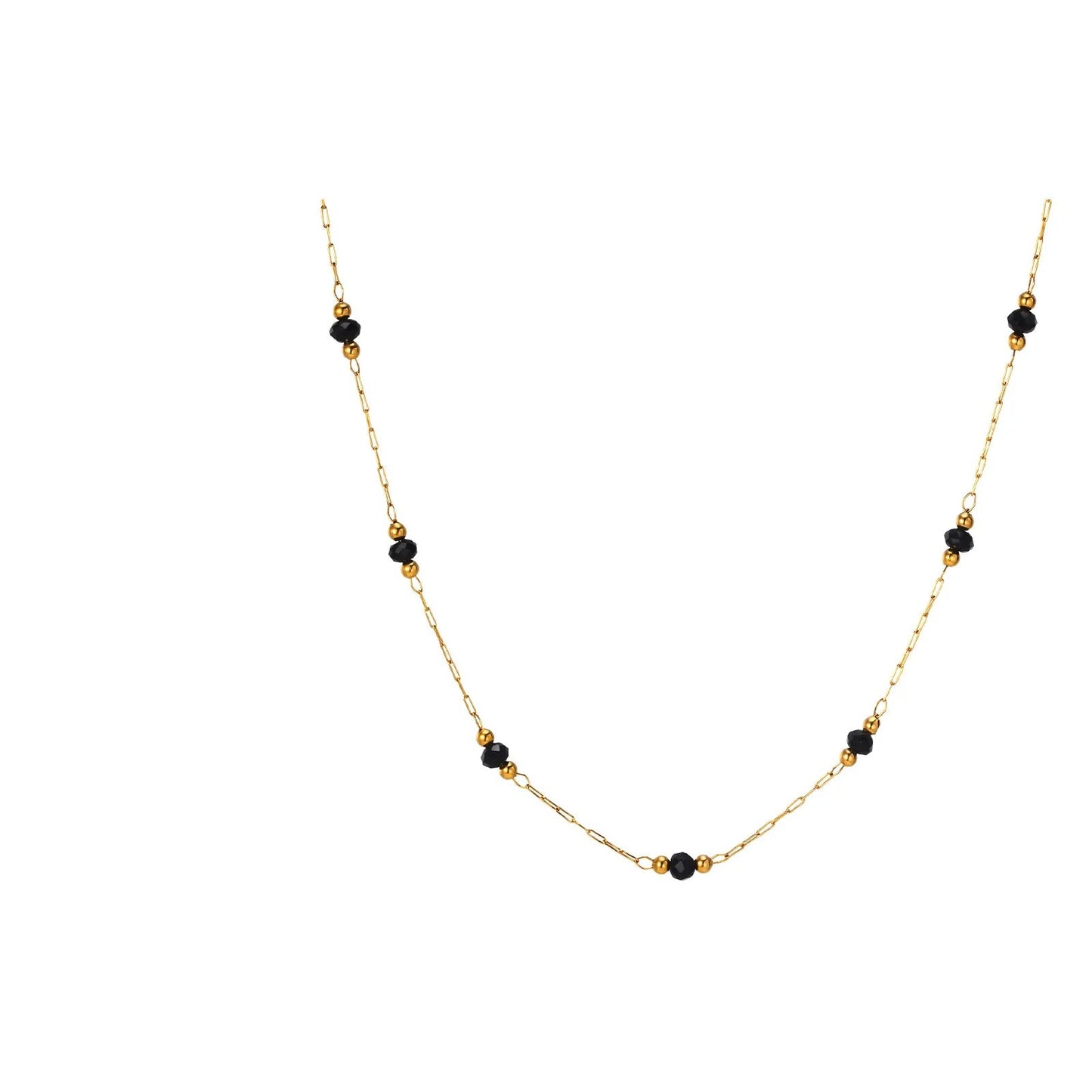 Stainless Steel Chain Beads Necklace 18K Yellow Gold Plated for Women Girls Gift Wholesale Jewelry