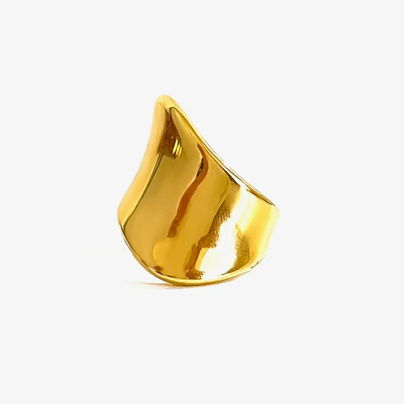 Minimalism Anti-Tarnish Stainless Steel 18K Pvd Gold Plated Rings for Women Unique Design Fashion Holiday Jewelry Gift